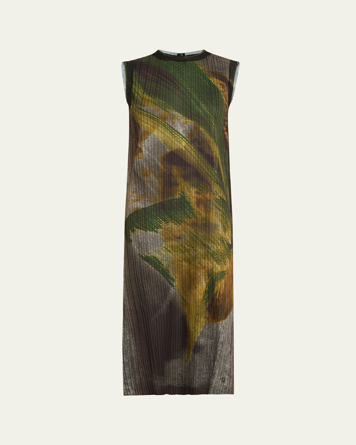 Jason Wu Collection Brushstroke Print Pleated Midi Shift Dress In Black Multi