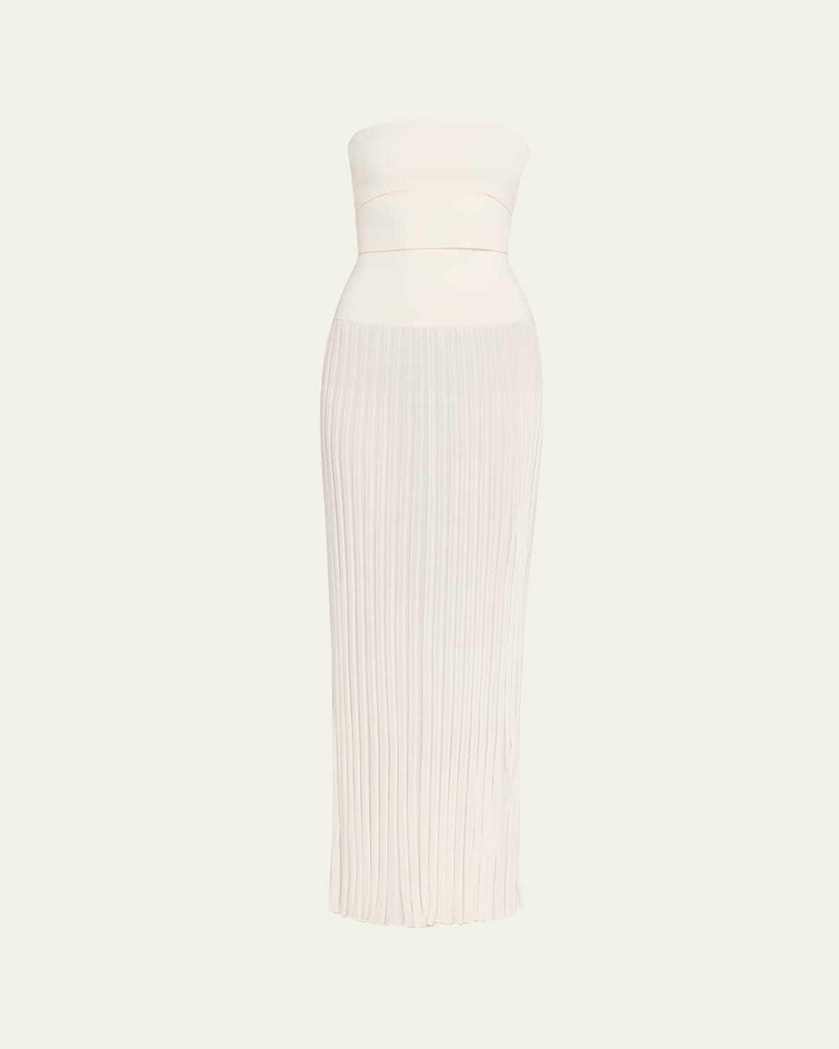 Christopher Esber Strapless Slash-cutout Pleated Maxi Dress In White