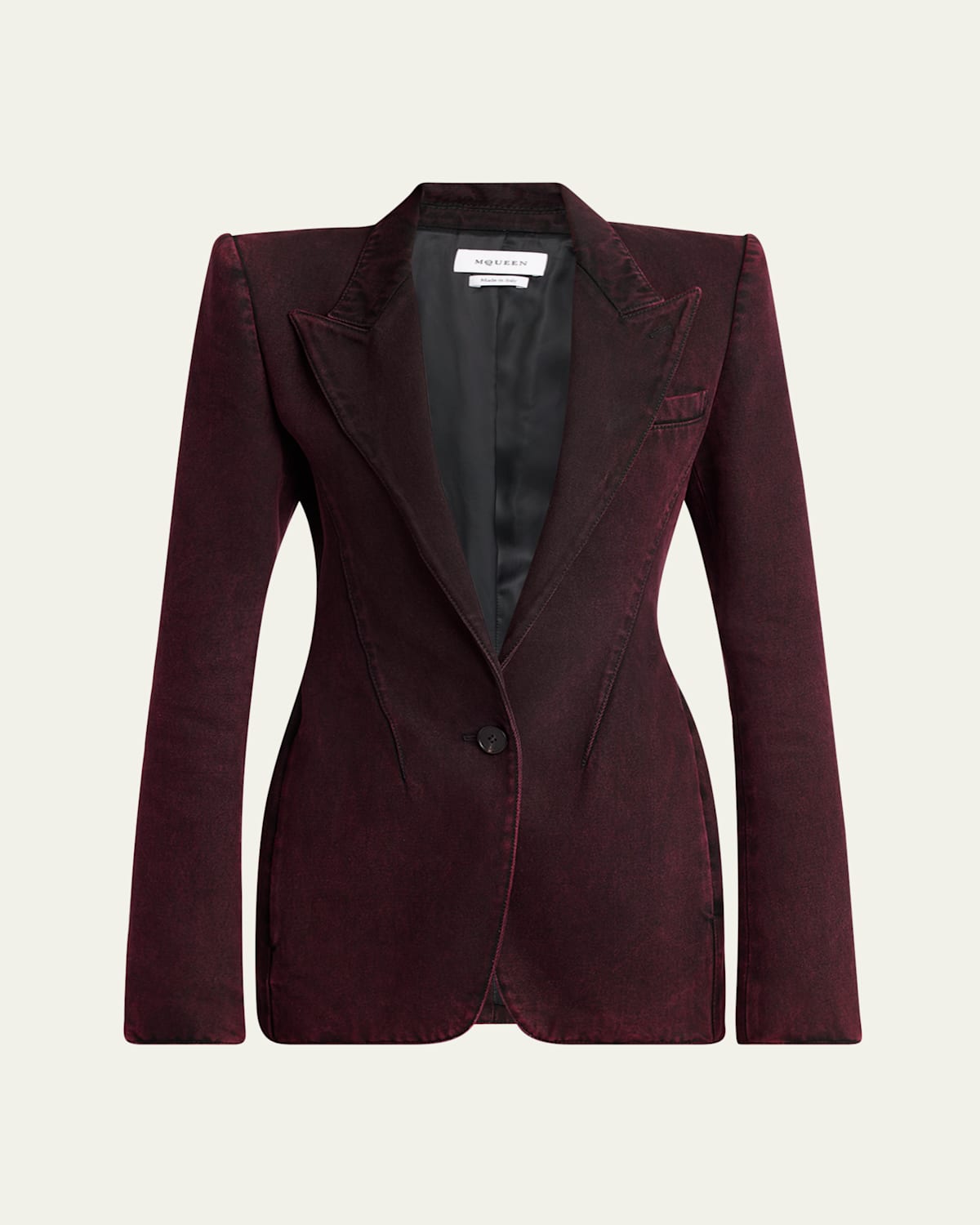 Alexander Mcqueen Red-wash Denim Single-breasted Jacket In Raspberry