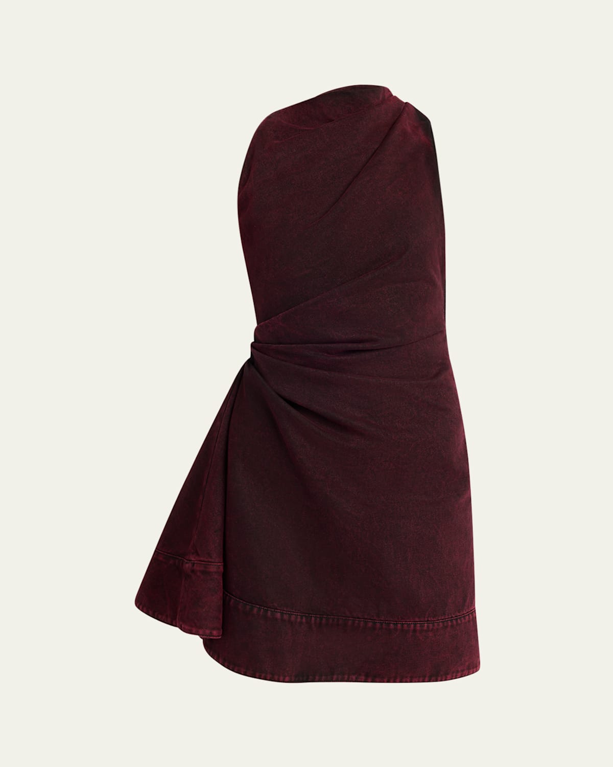 Alexander Mcqueen Red-wash Denim Draped Sleeveless Mini Dress In Raspberry