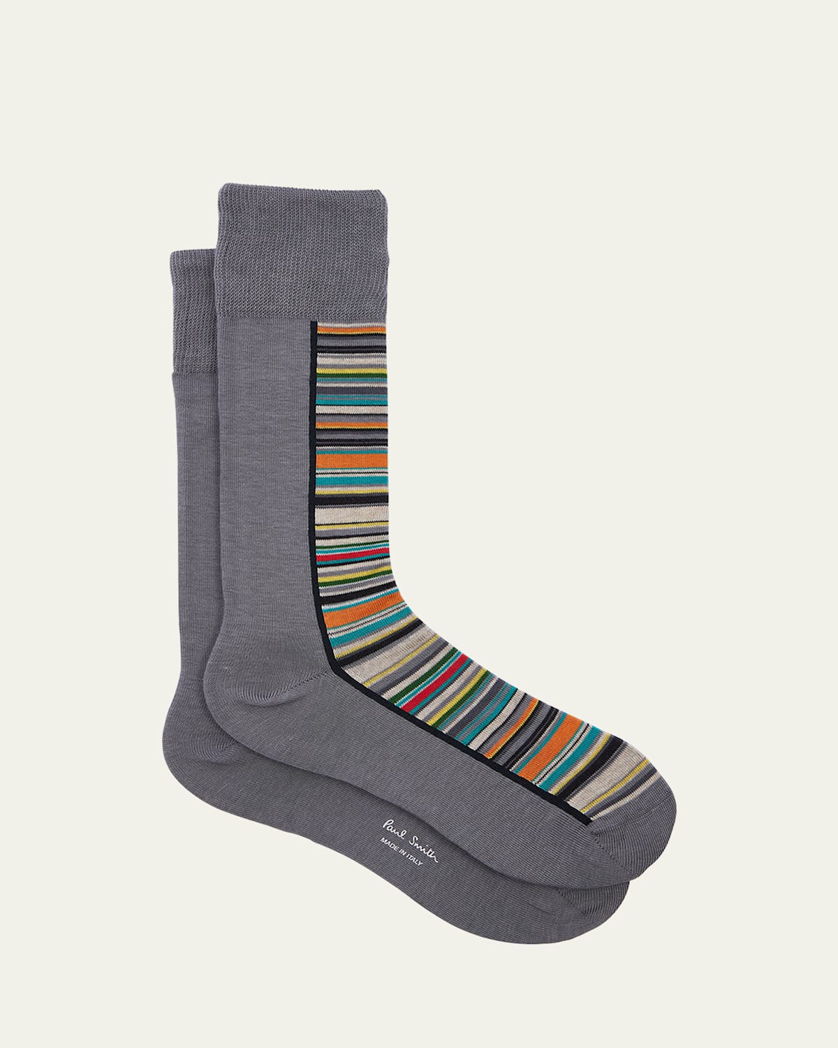 PAUL SMITH MEN'S HALF SIGNATURE STRIPE CREW SOCKS 