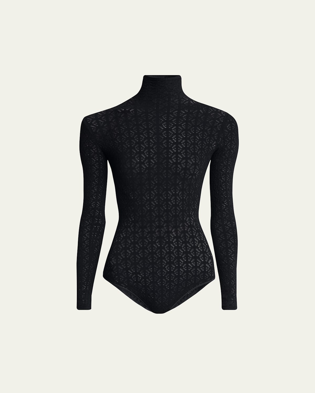 Shop Alaïa Geometric Lace High-neck Bodysuit In Noir Alaia
