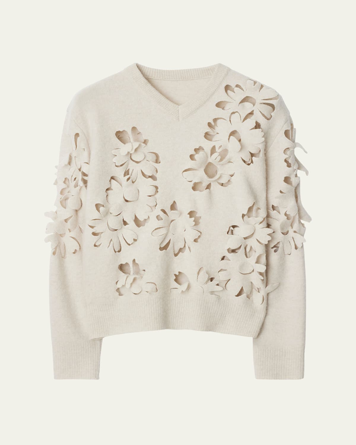 Burberry Daisy Cutout Wool Sweater In Nutmeg