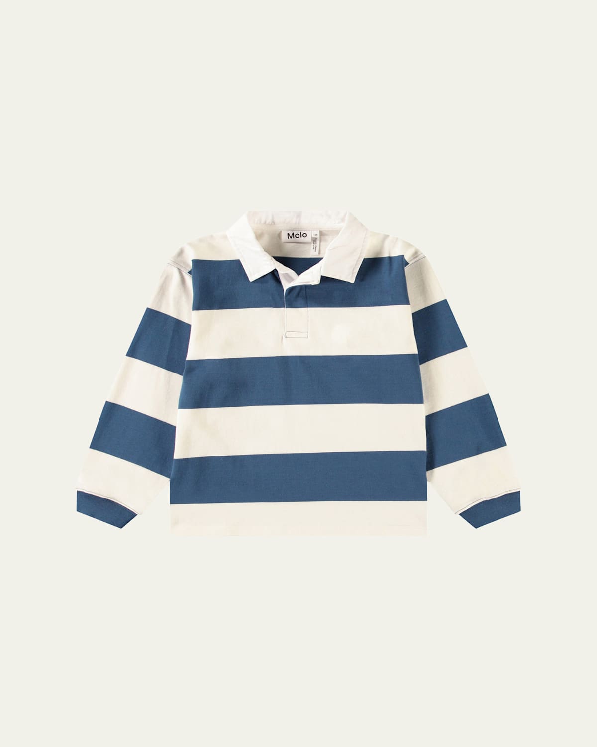 Molo Boy's Relz Long-sleeve Polo Shirt In Blue Stripe
