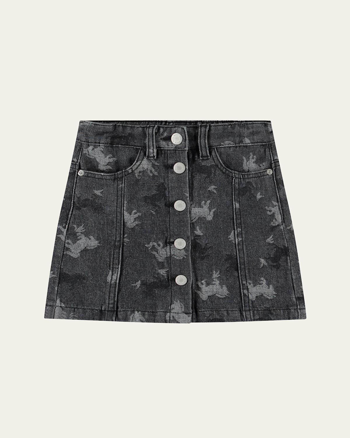 Molo Girl's Bera Printed Denim Mini Skirt In Giddy-up Denim