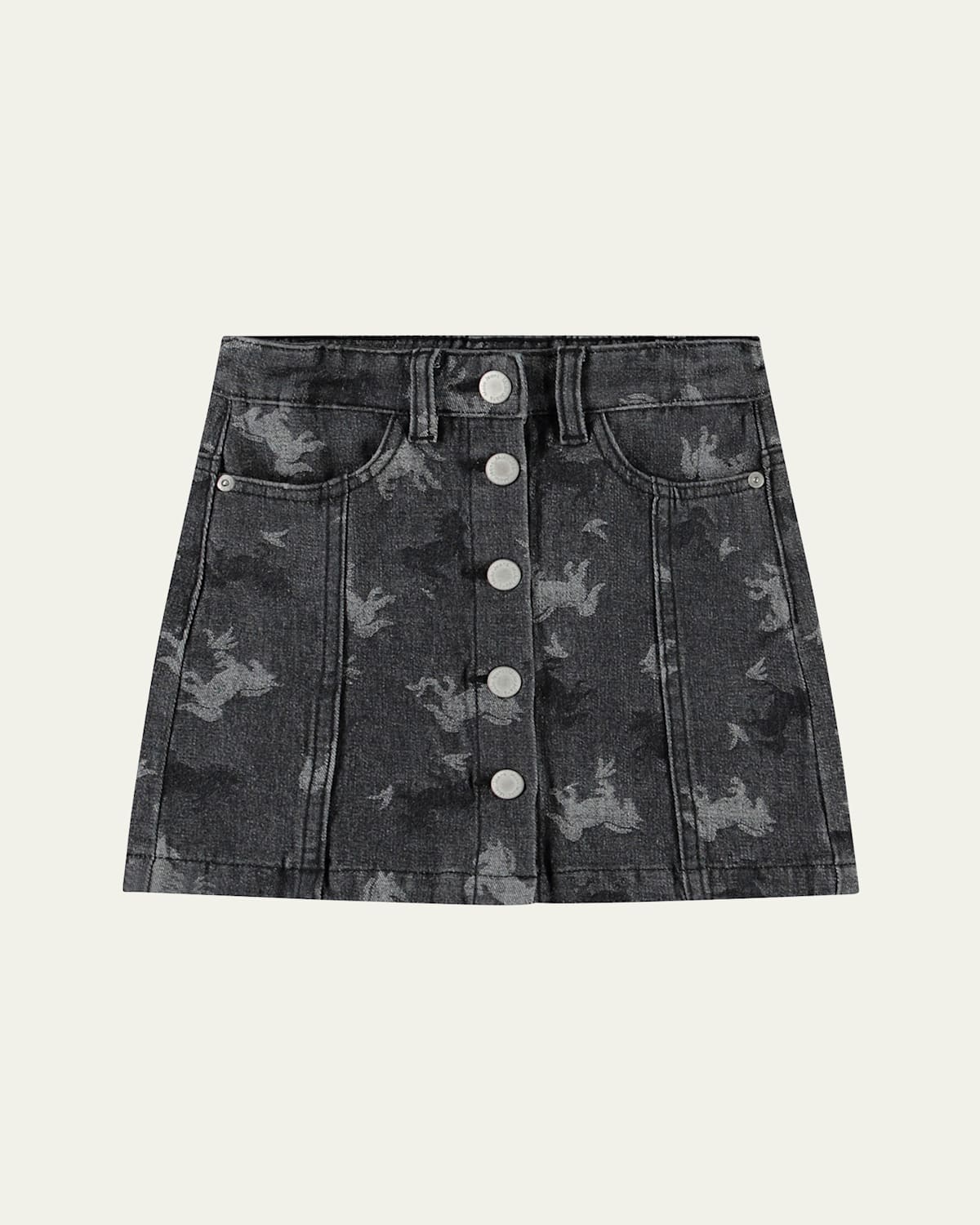 Molo Girl's Bera Printed Denim Mini Skirt In Giddy-up Denim