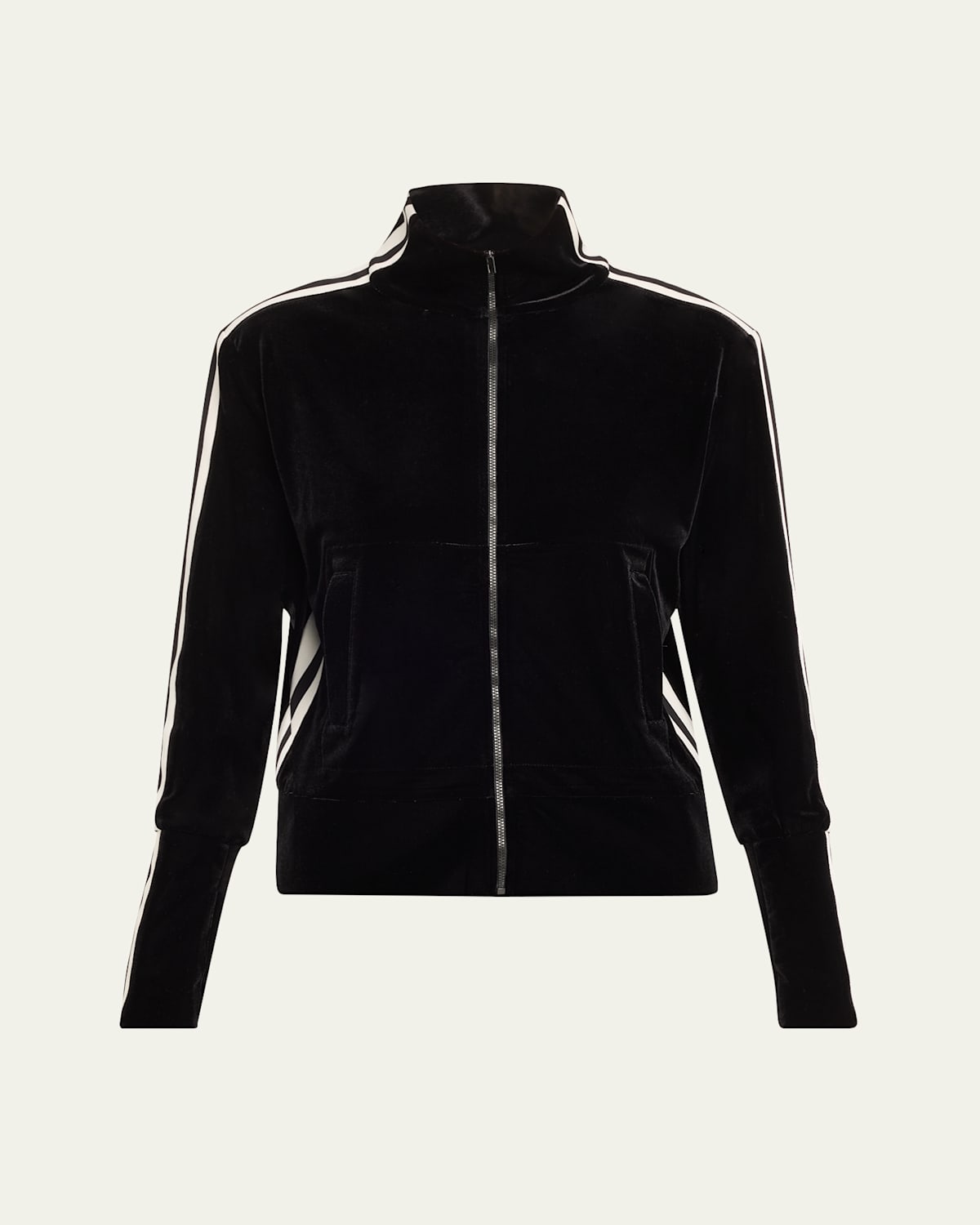 Norma Kamali Side-stripe Turtle Track Jacket In Black/off St