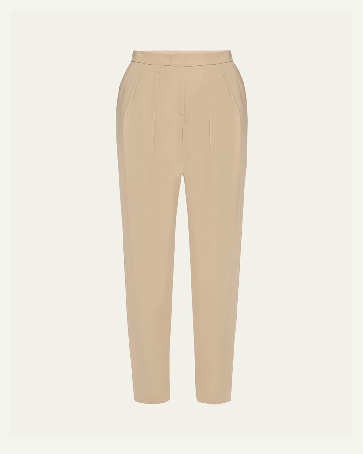 Giorgio Armani Pleated Stretch Wool Tapered-leg Trousers In Biege