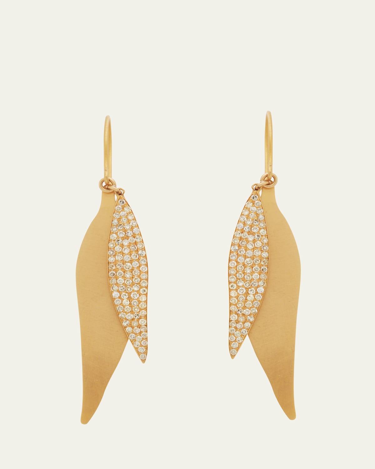 18K Yellow Gold Falling Leaves Earrings with Diamonds