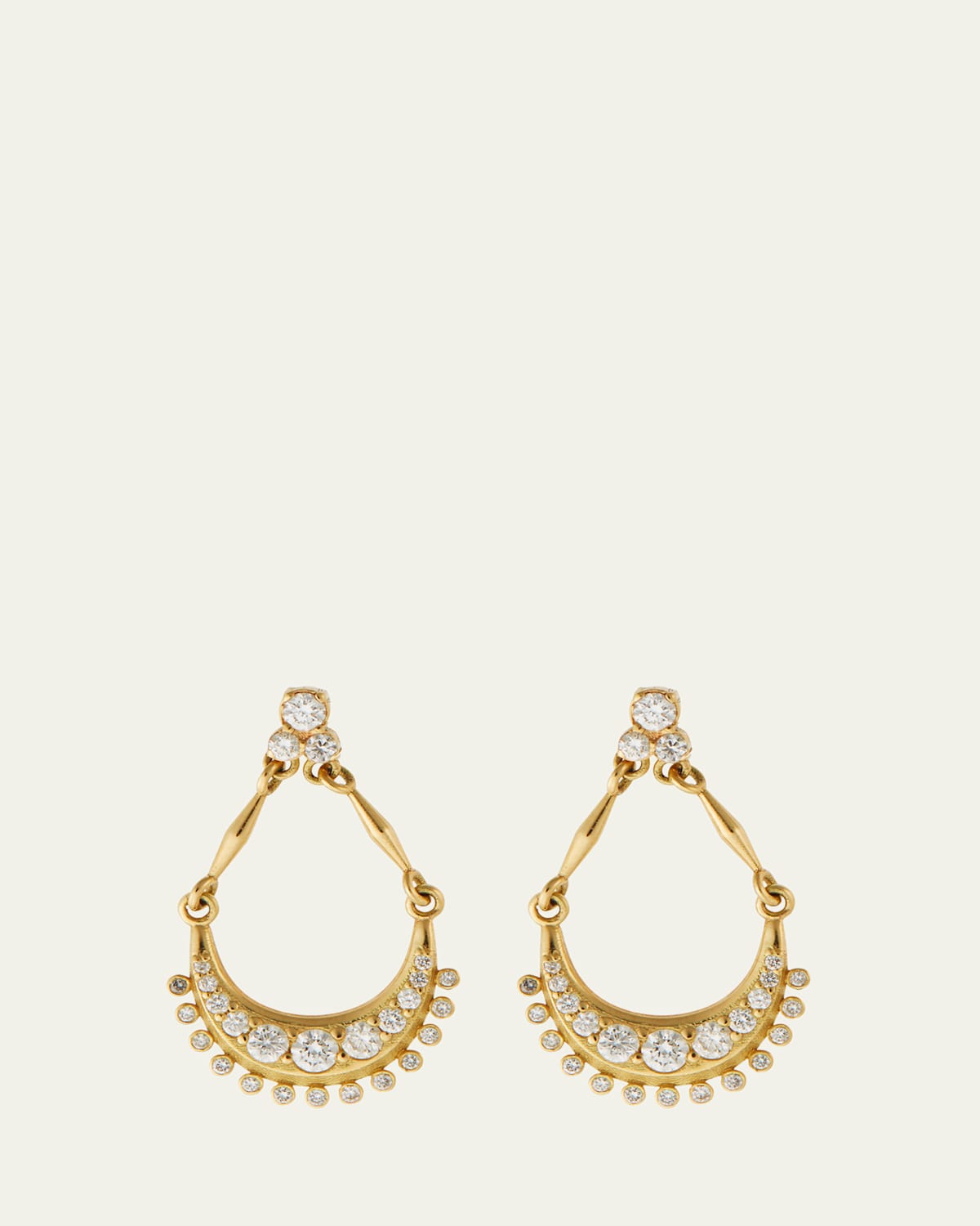 18K Yellow Gold Luna Dangle Earrings with Diamonds