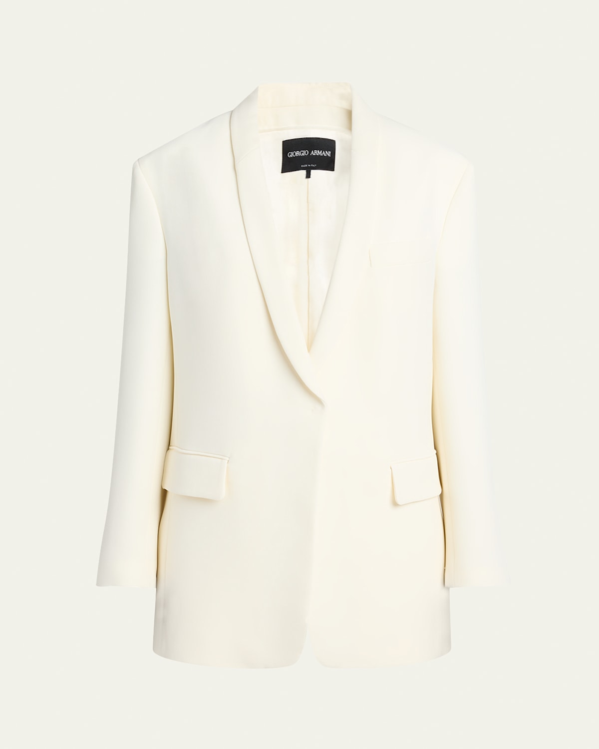 Giorgio Armani Cady Glitter Tuxedo Jacket In Solid White