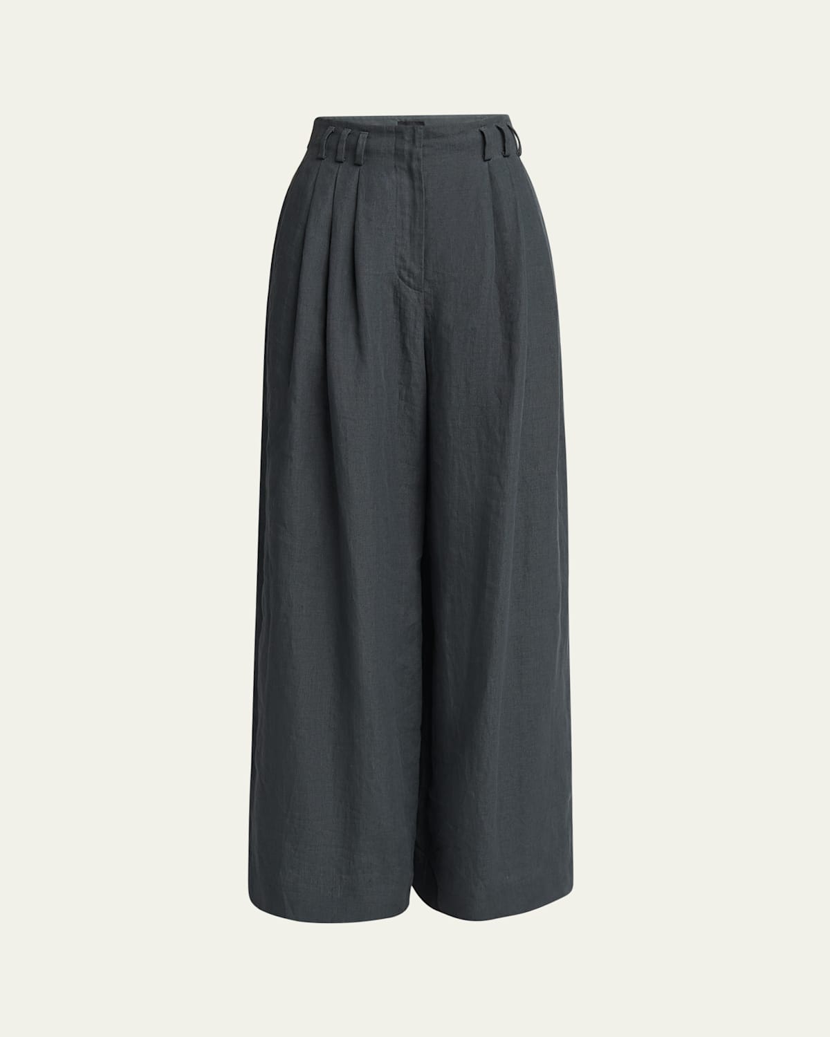 GIORGIO ARMANI PLEATED WIDE-LEG LINEN TROUSERS 