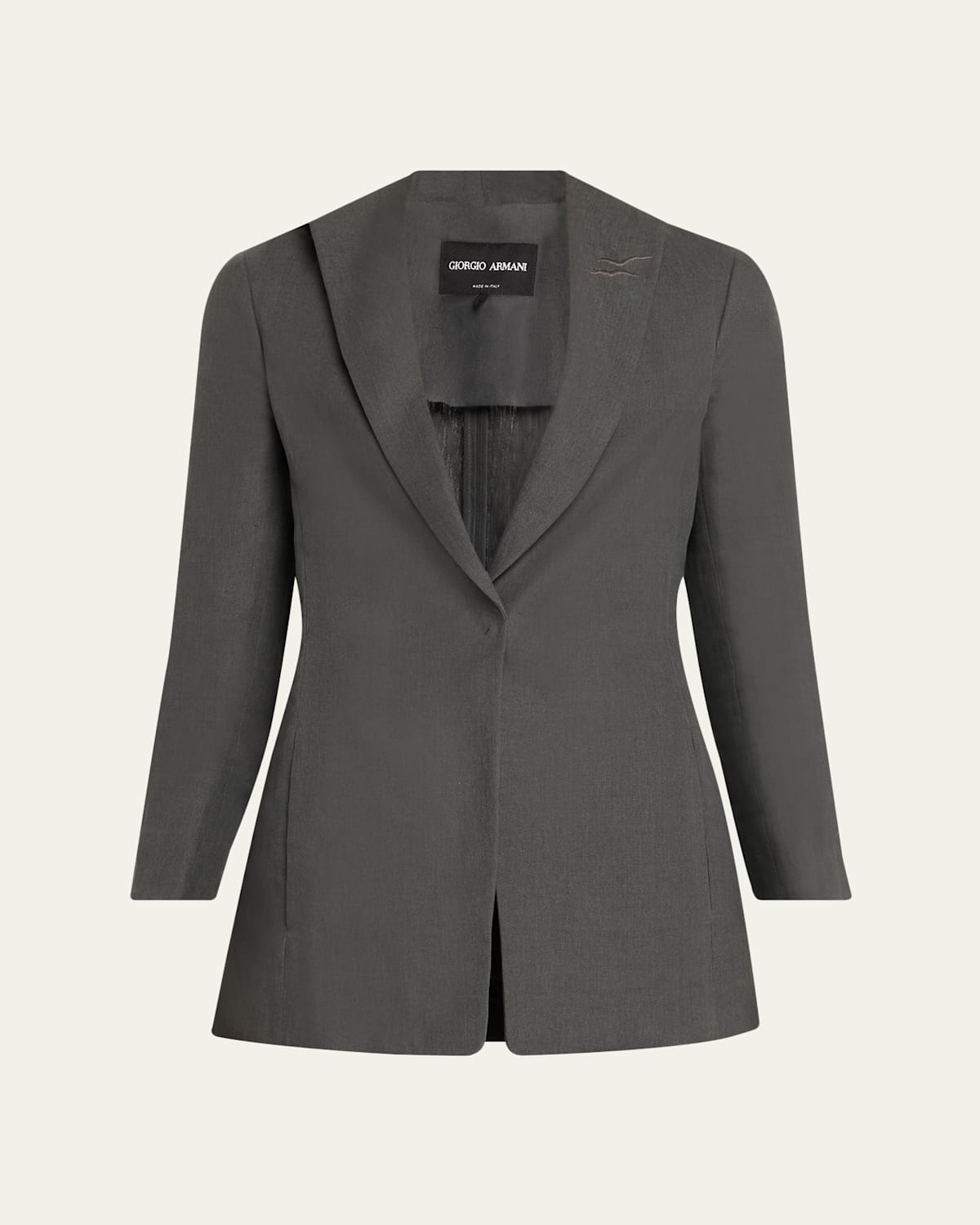 Giorgio Armani Linen Single-breasted Blazer In Dark Green