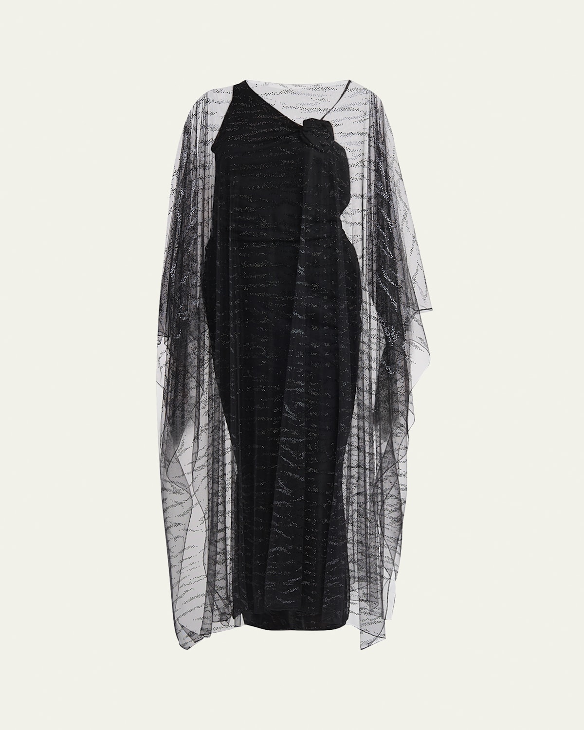 Crystal Embellished Sheer Long Cape