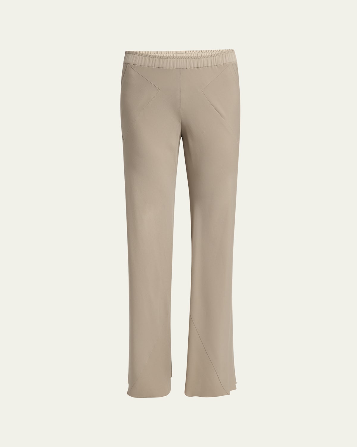 Giorgio Armani Triple Silk Georgette Flat Front Trousers In Solid Medium Beige