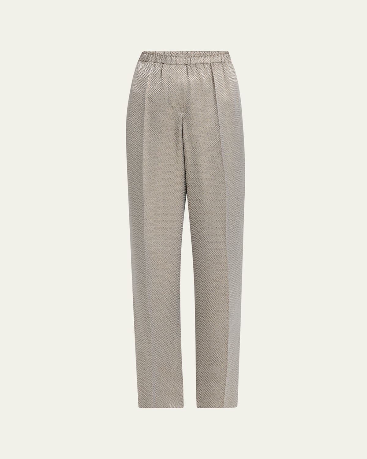 Giorgio Armani Washed Silk Pleated Wide-leg Trousers In Silver
