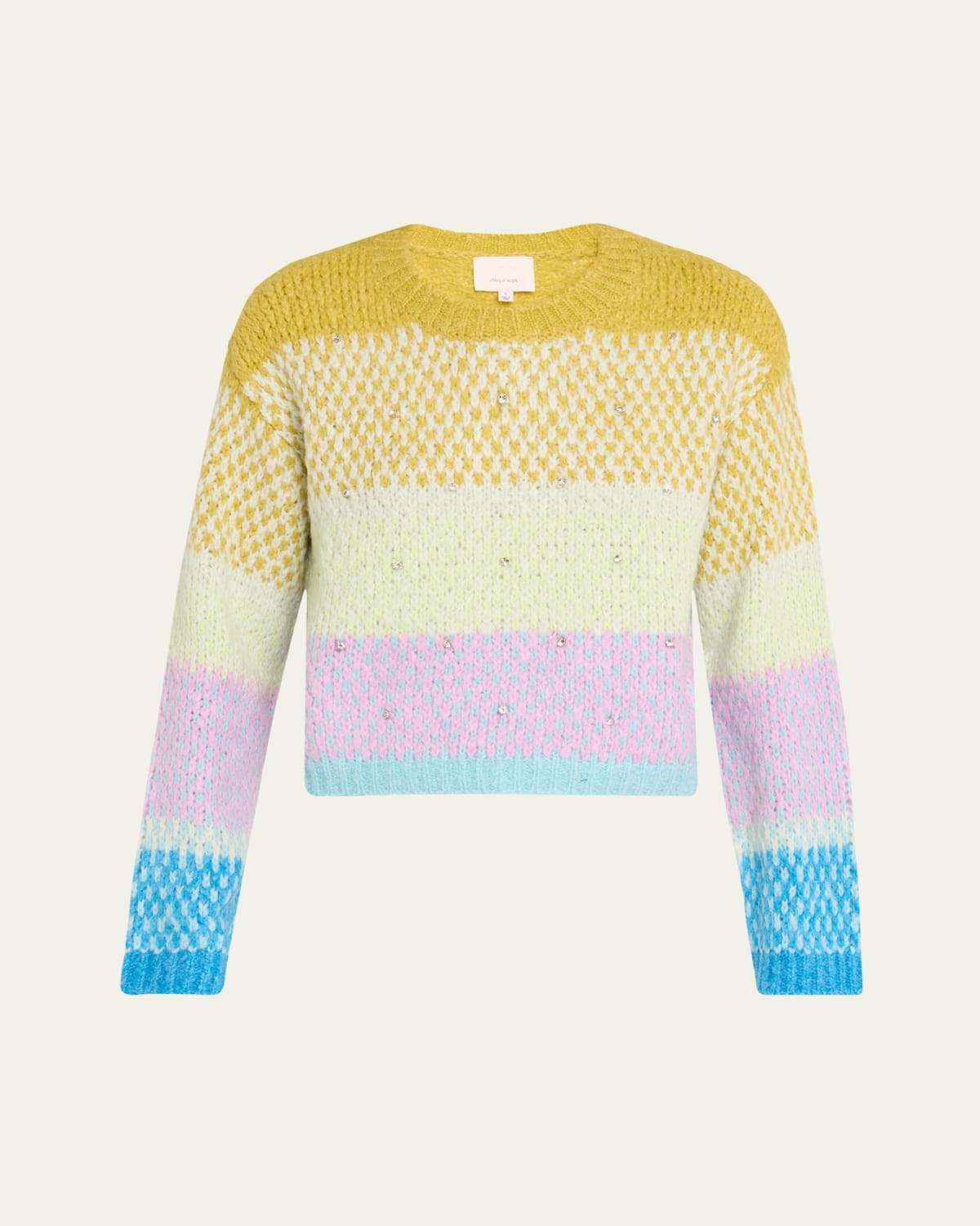 CINQ À SEPT CASPAR EMBELLISHED COLOR BLOCK SWEATER 