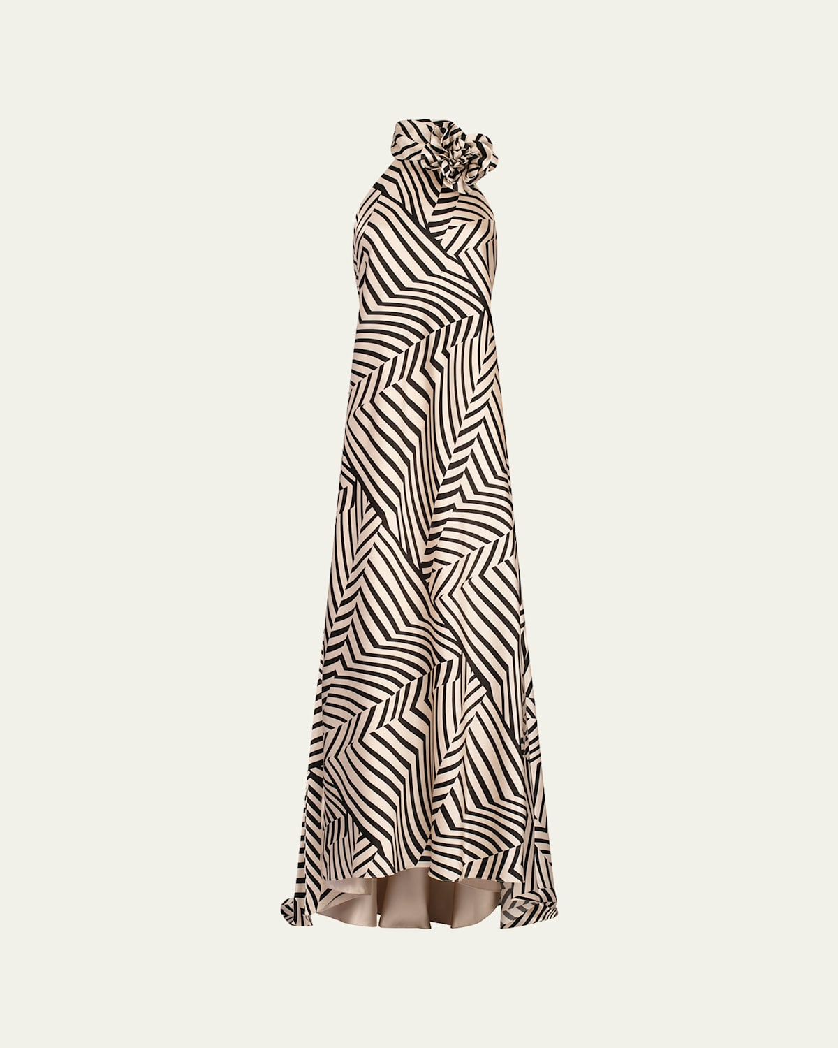 Tila Halter Ruffle Printed Silk Gown