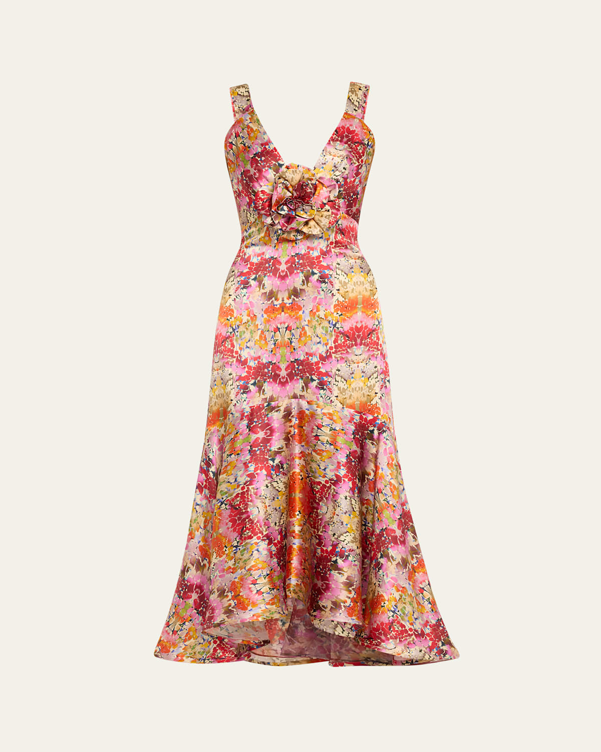 Silvia Tcherassi Saskya Printed High-low Midi Dress In Multclra