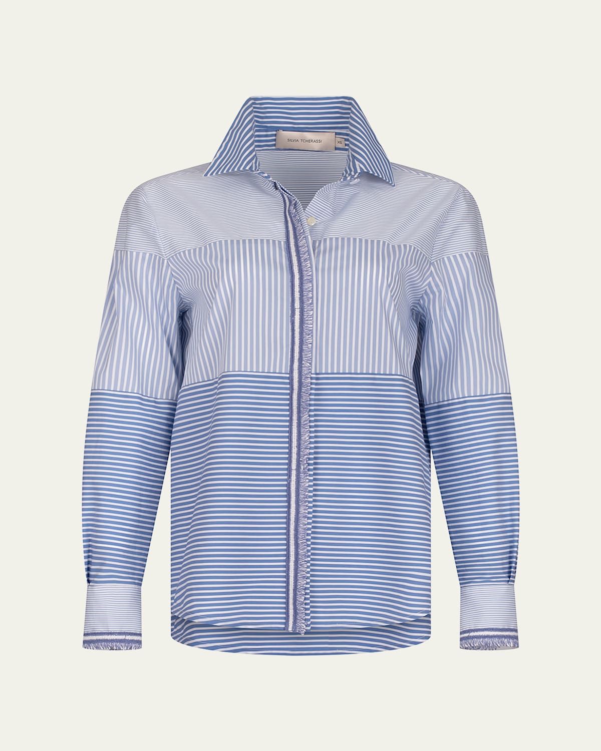 Raina Striped Button Down Cotton Shirt