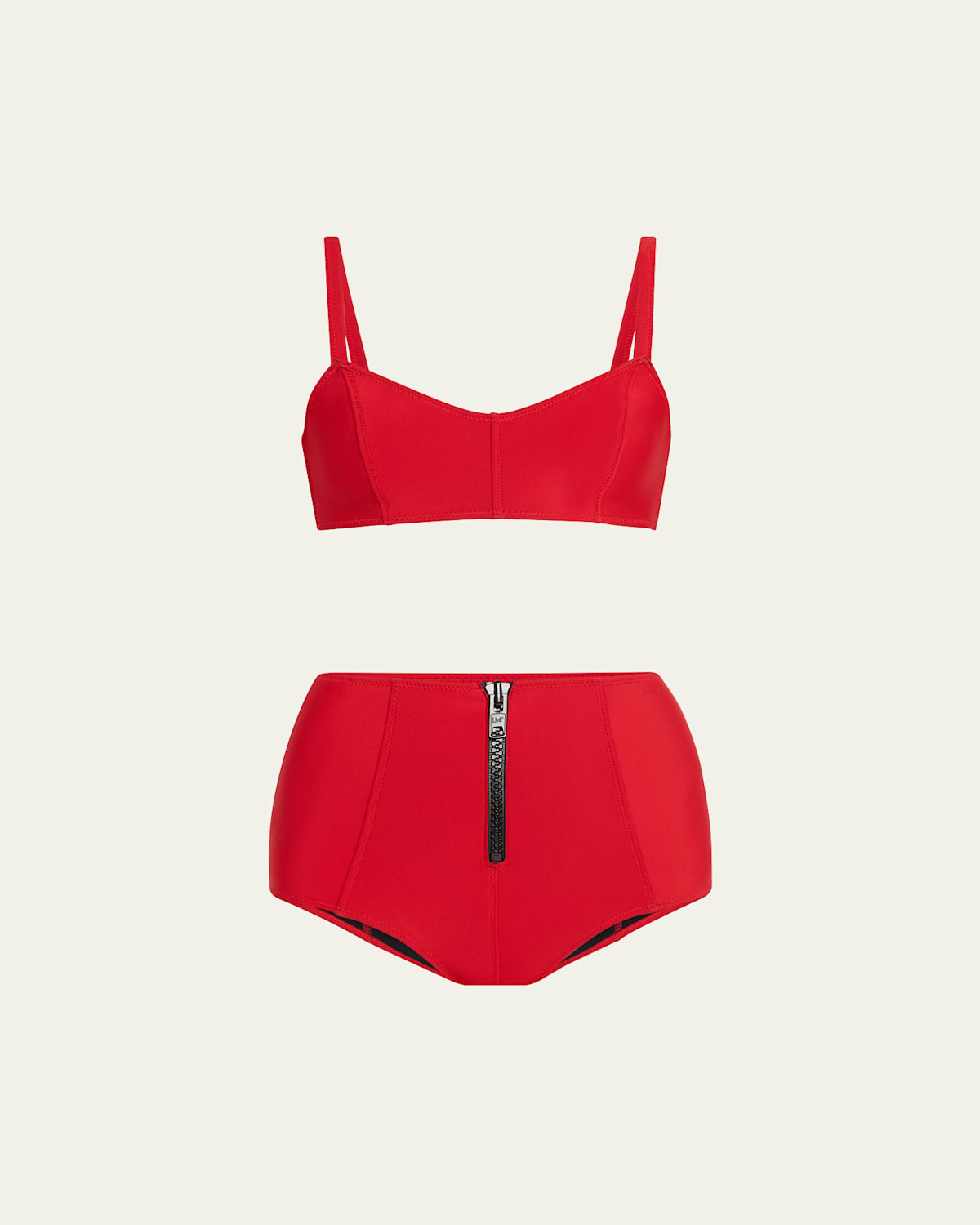 Genevieve High-Waist Zip Two-Piece Swimsuit