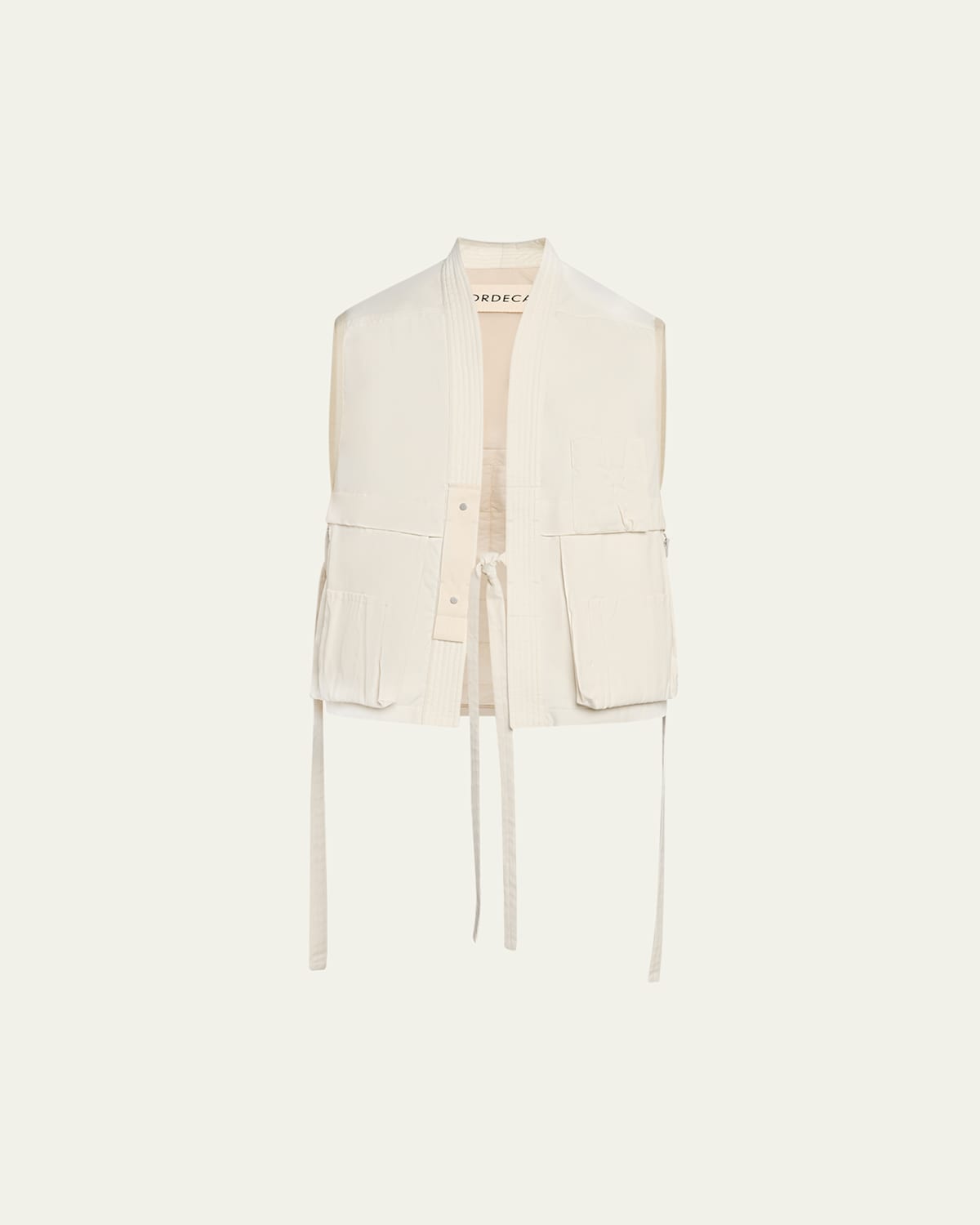 Shop Mordecai Men's Multi-pocket Kimono Vest In Ivory