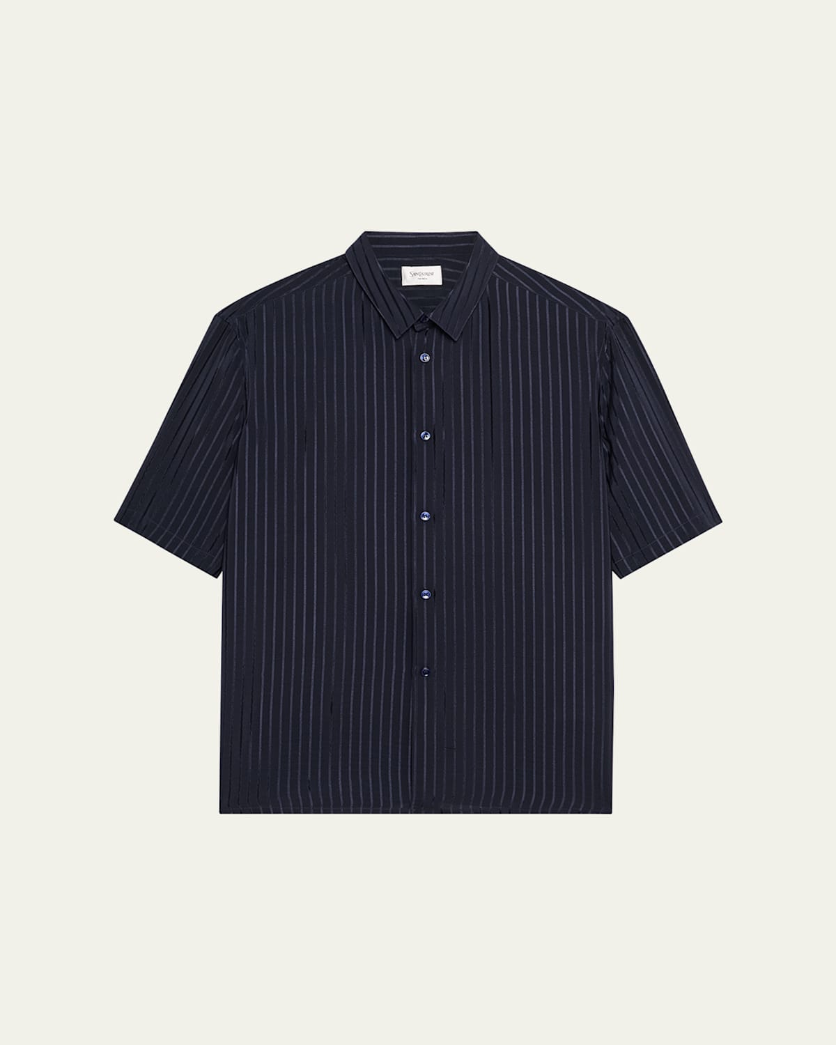 Saint Laurent Shirt Striped Silk Button-down Collar In Blue