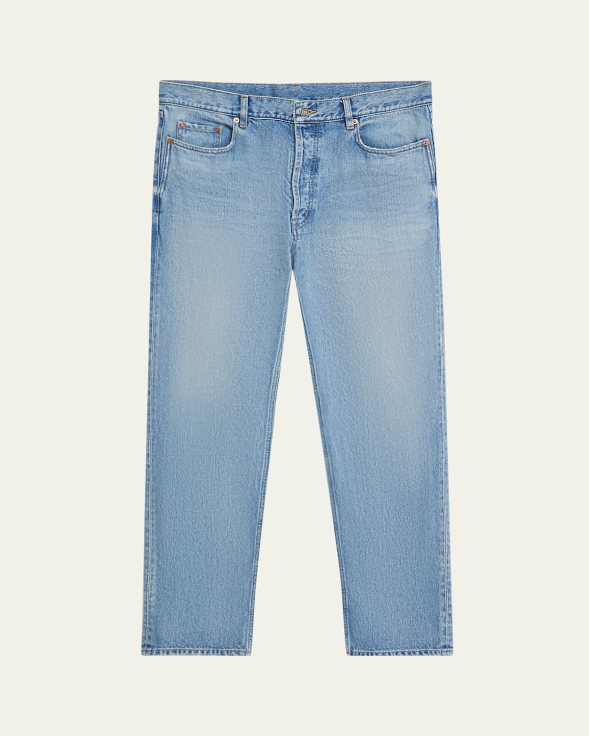 Saint Laurent Men's Faded Jeans In Blue