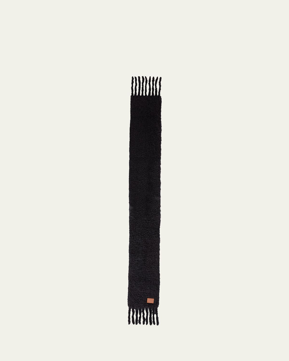 Loewe Wool-blend Fringe Trim Scarf In Black