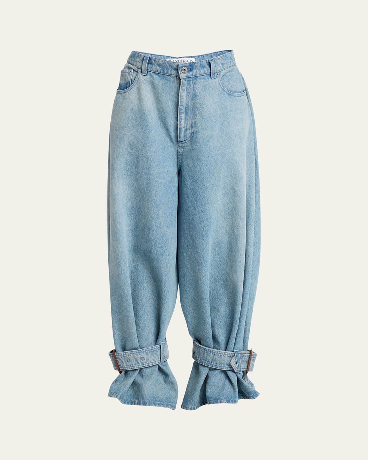 Jw Anderson Buckled Cuff Jeans In Light Blue