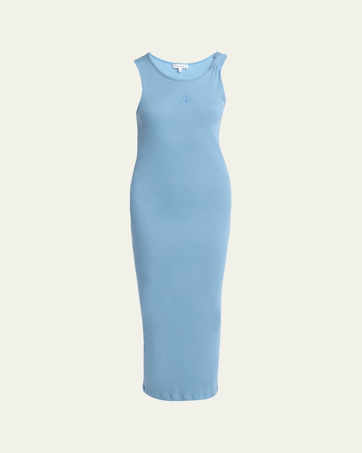 Anchor Embroidered Body-Con Twisted Strap Midi Dress