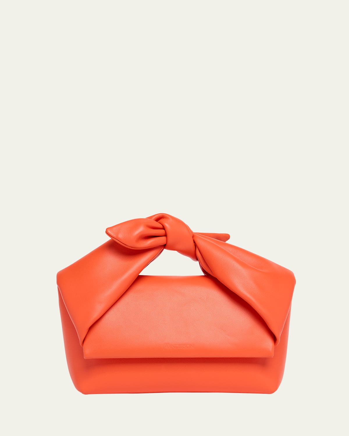 Shop Jw Anderson Twister Bow Midi Leather Crossbody Bag In Orange