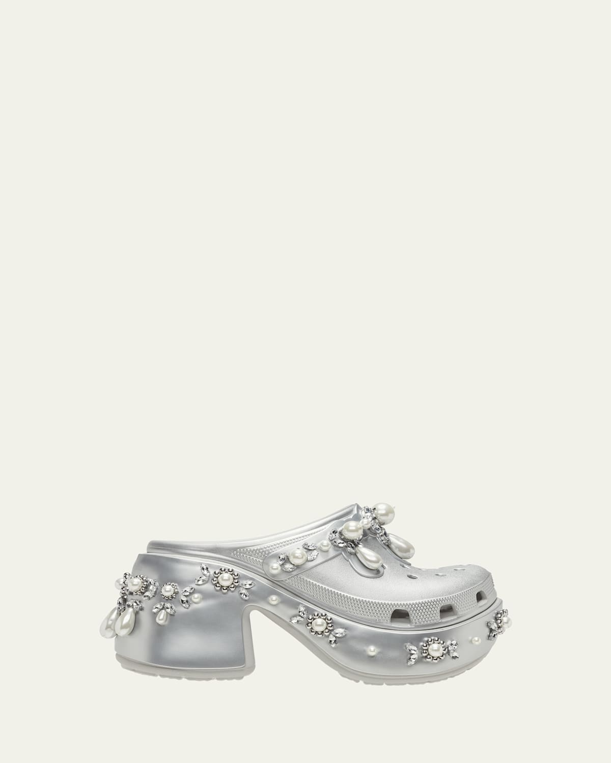 Simone Rocha X Crocs X Crocs Siren Spiked Clogs In Metallic Silver