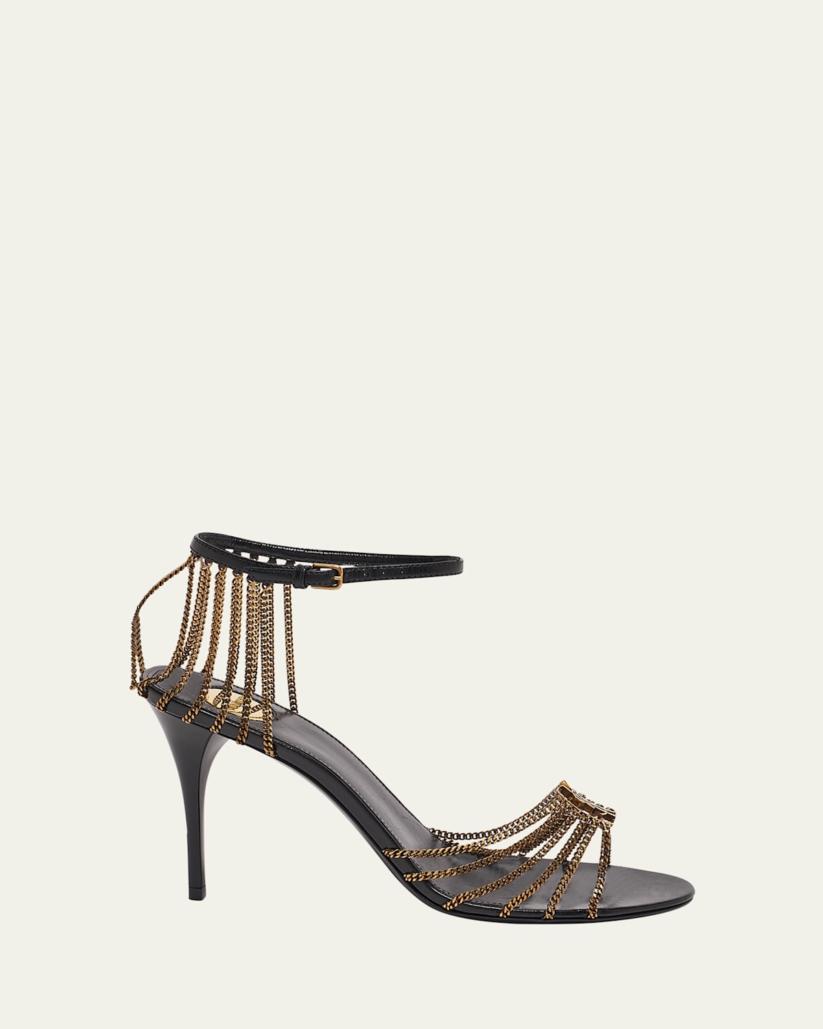 Saint Laurent Babylone Strappy Chain Ysl Stiletto Sandals In