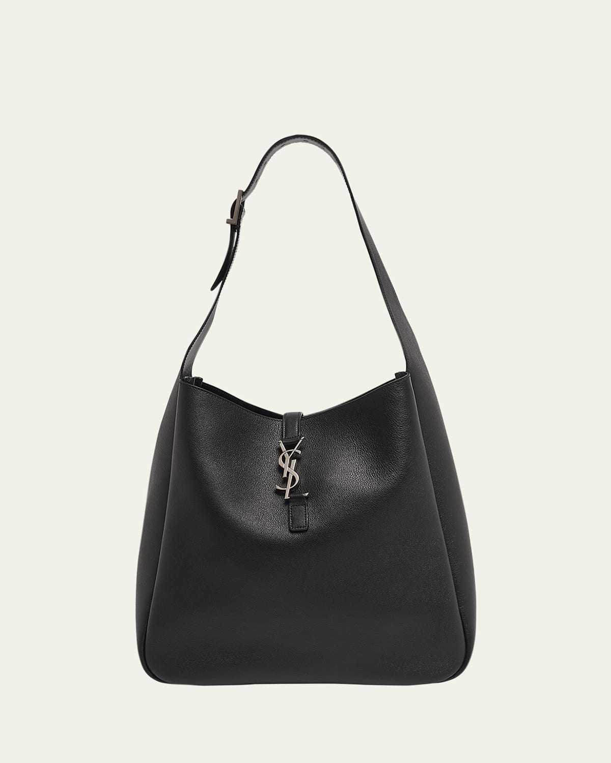 Saint Laurent Le 5 À 7 Large Hobo Bag In Smooth Leather In Nero