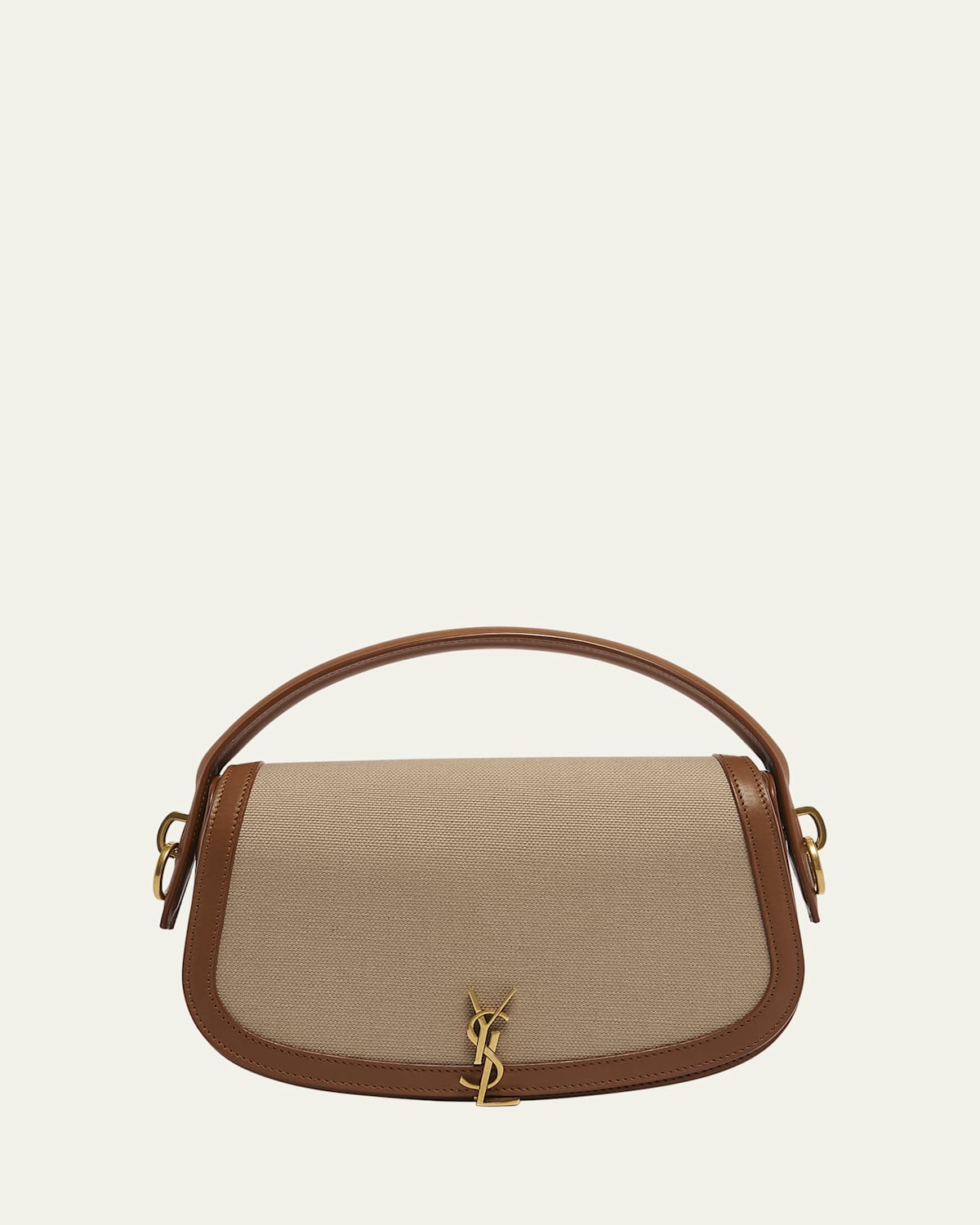 Saint Laurent Voltaire Ysl Shoulder Bag In Canvas And Leather In Desert Dust Brick