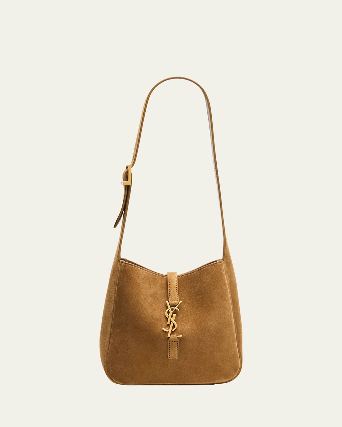Saint Laurent Le 5 A 7 Baby Ysl Hobo Bag In Suede In Golden Leaf