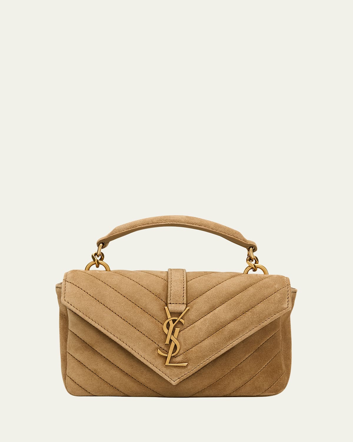 Saint Laurent College Mini Chain Shoulder Bag In Suede