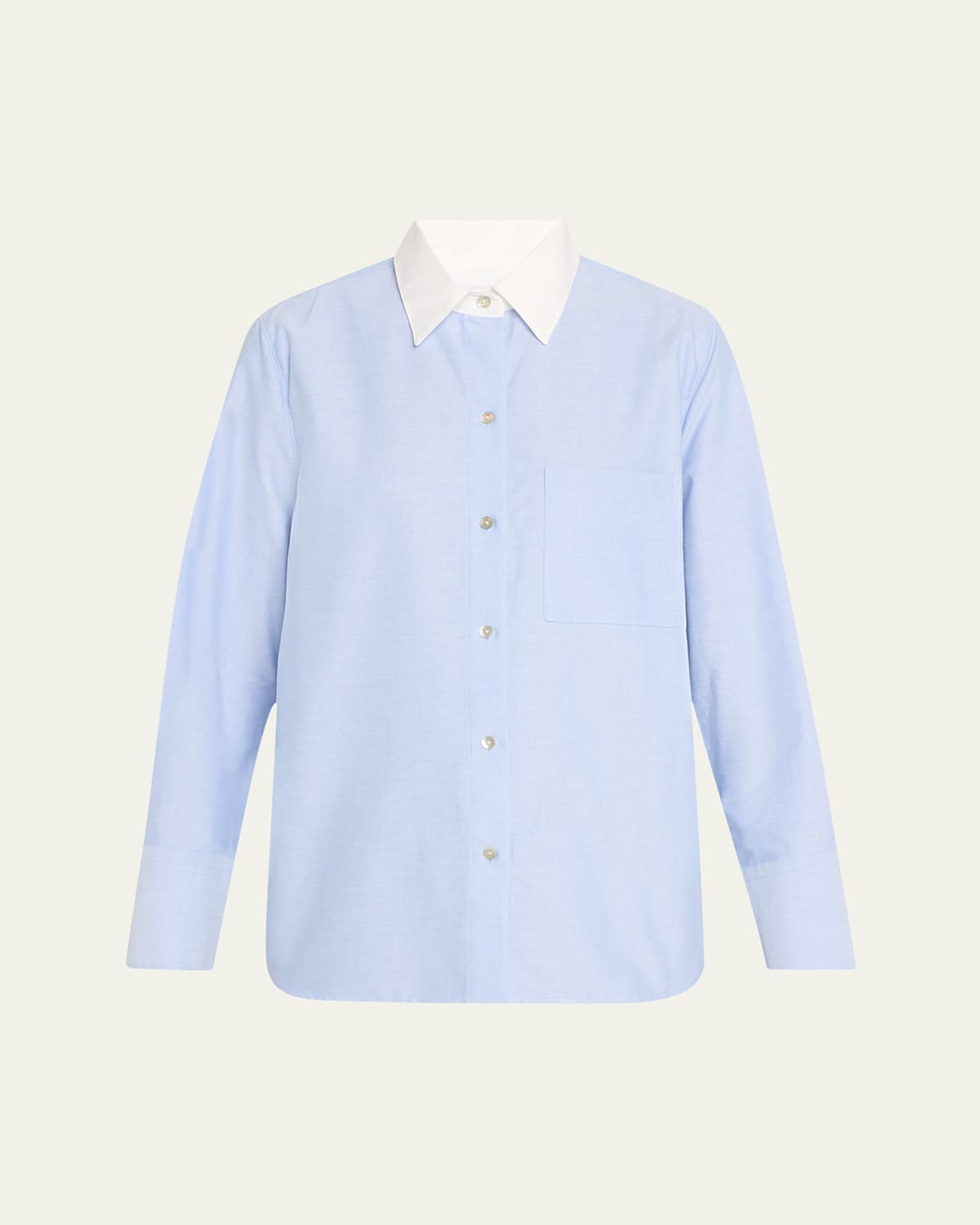 Vince Classic Oxford Shirt With Contrast Collar In Kyanite