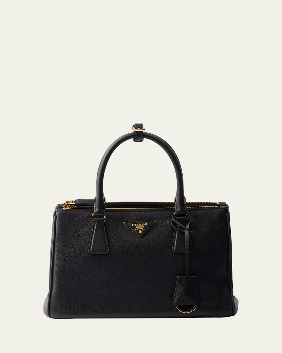 Prada Galleria Medium Leather Top-handle Bag In Black