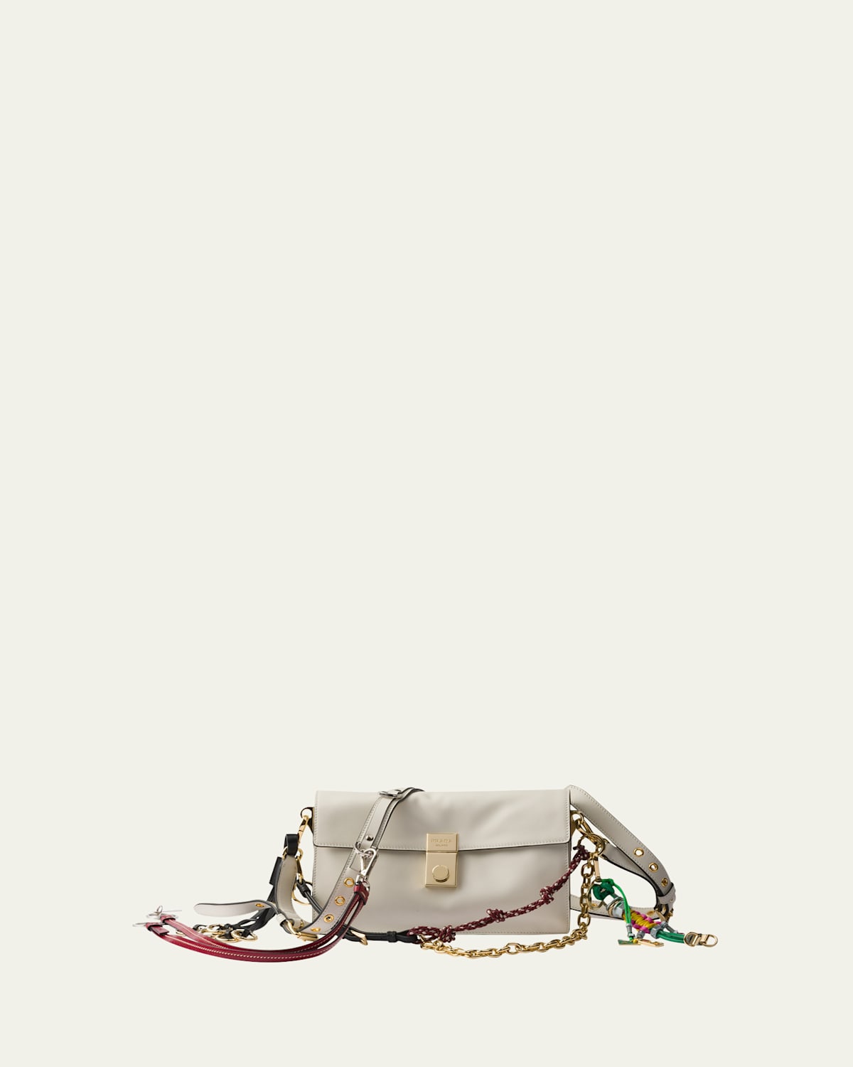 Prada Soft Sound Leather Shoulder Bag In F0pg7 Bianco N