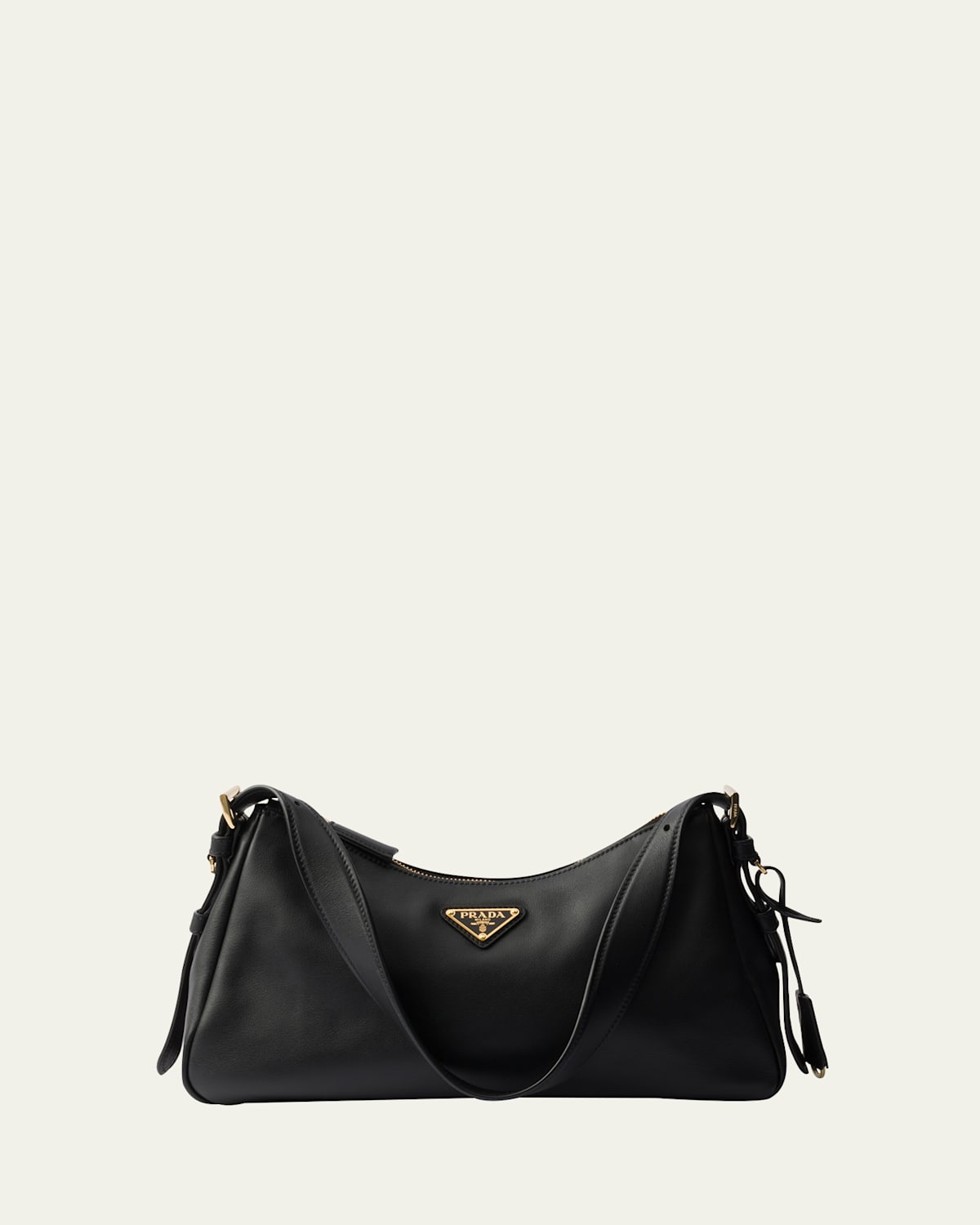 Prada Medium Aimee Zip Leather Shoulder Bag In F0002 Nero