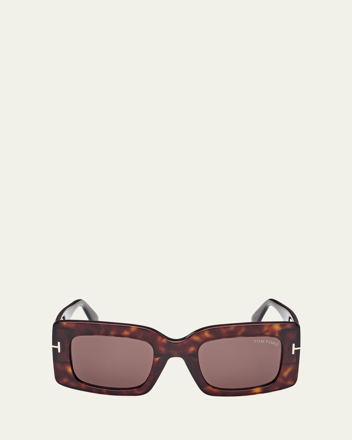 Tom Ford Brigitta Rectangle Acetate Sunglasses In Shiny Dark Havana