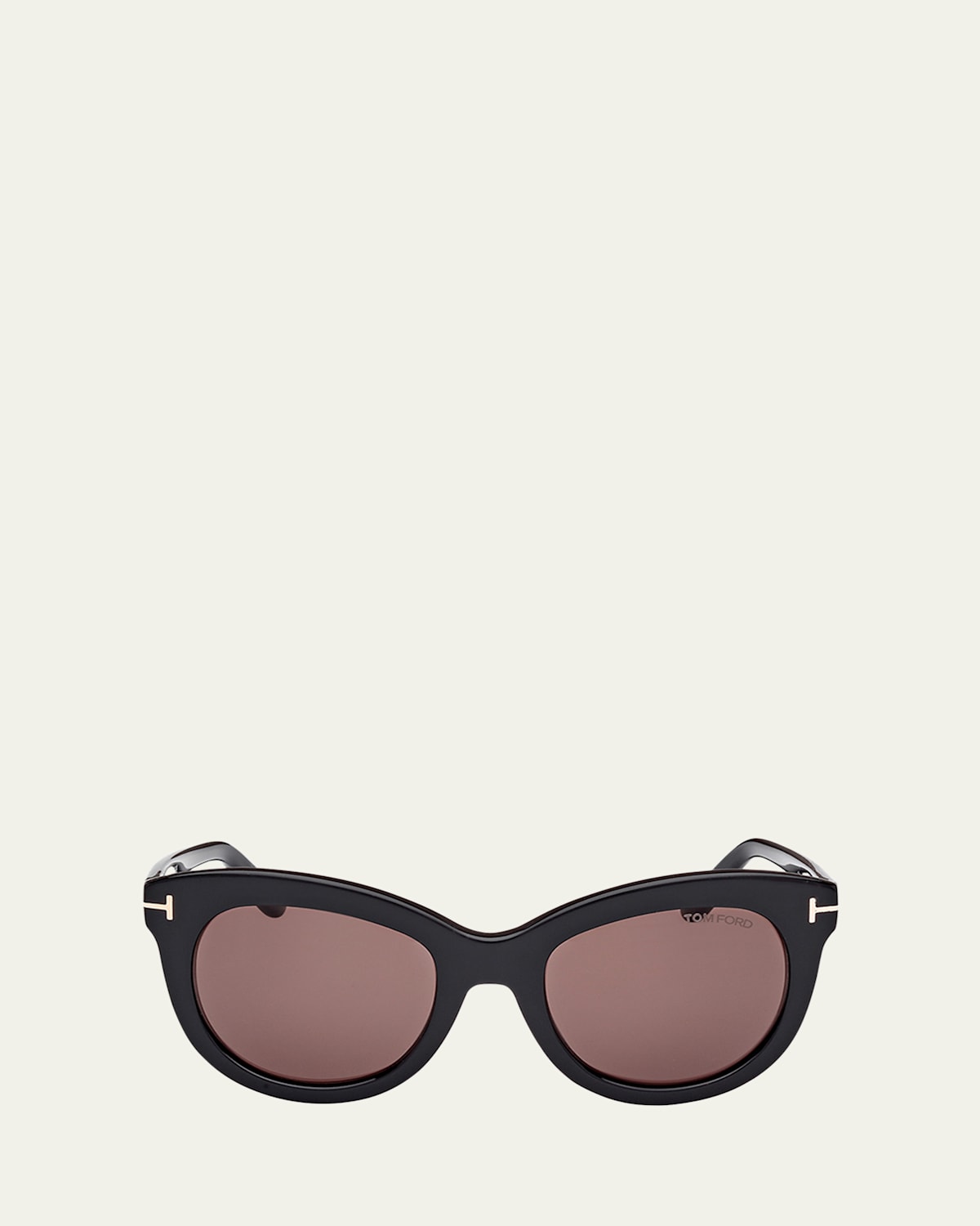 Tom Ford Odette Round Acetate Sunglasses In Shiny Black