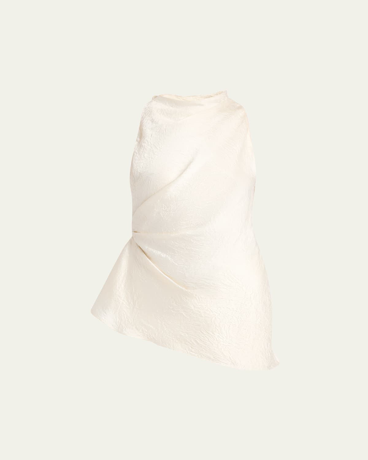 Alexander Mcqueen Mcqueen Asymmetric Crinkled Satin Top In Oyster