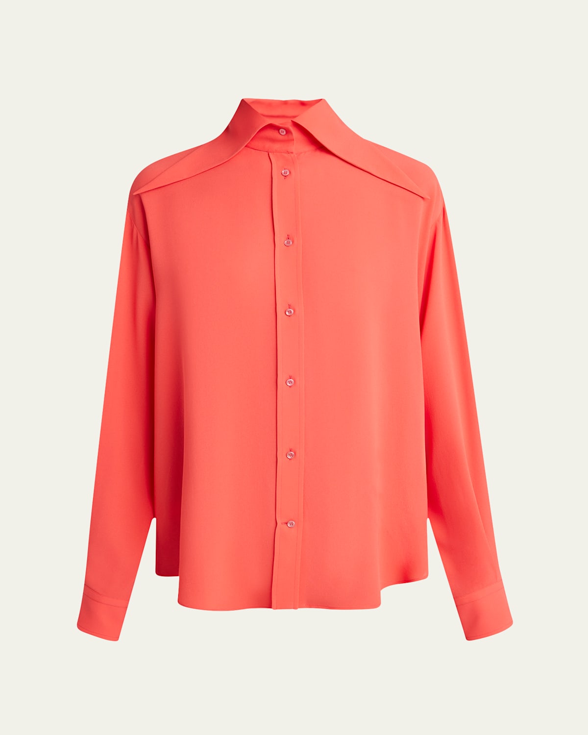 Alexander Mcqueen Exaggerated Collar Semi Sheer Button-down Blouse In Pink