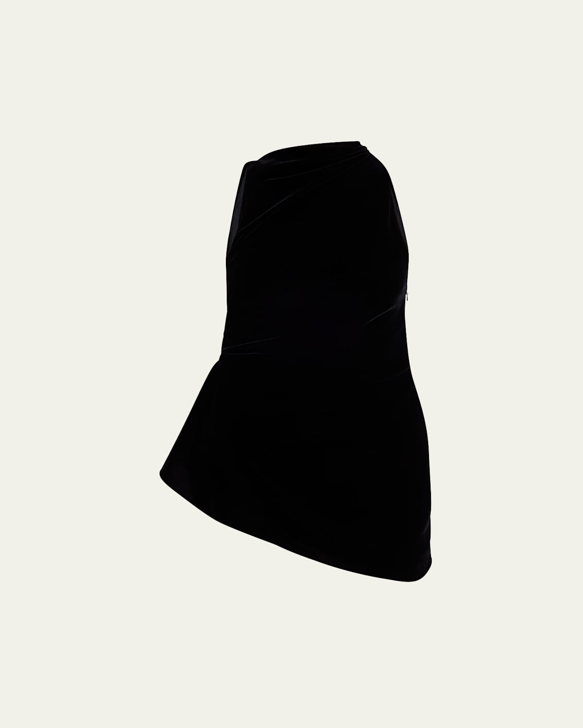 Alexander Mcqueen Velvet Asymmetric Ruched Top In Black