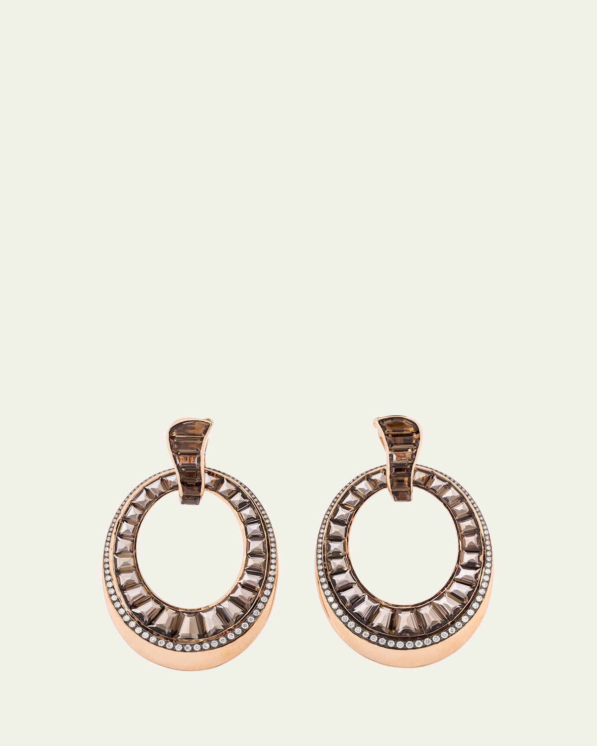 Midnight Sun Earrings in 18K Rose Gold with Smokey Quartz and Diamonds