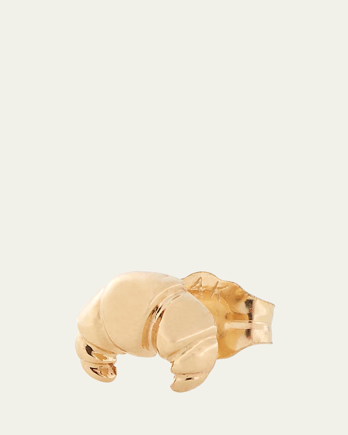 14K Yellow Gold Croissant Stud Earring, Single