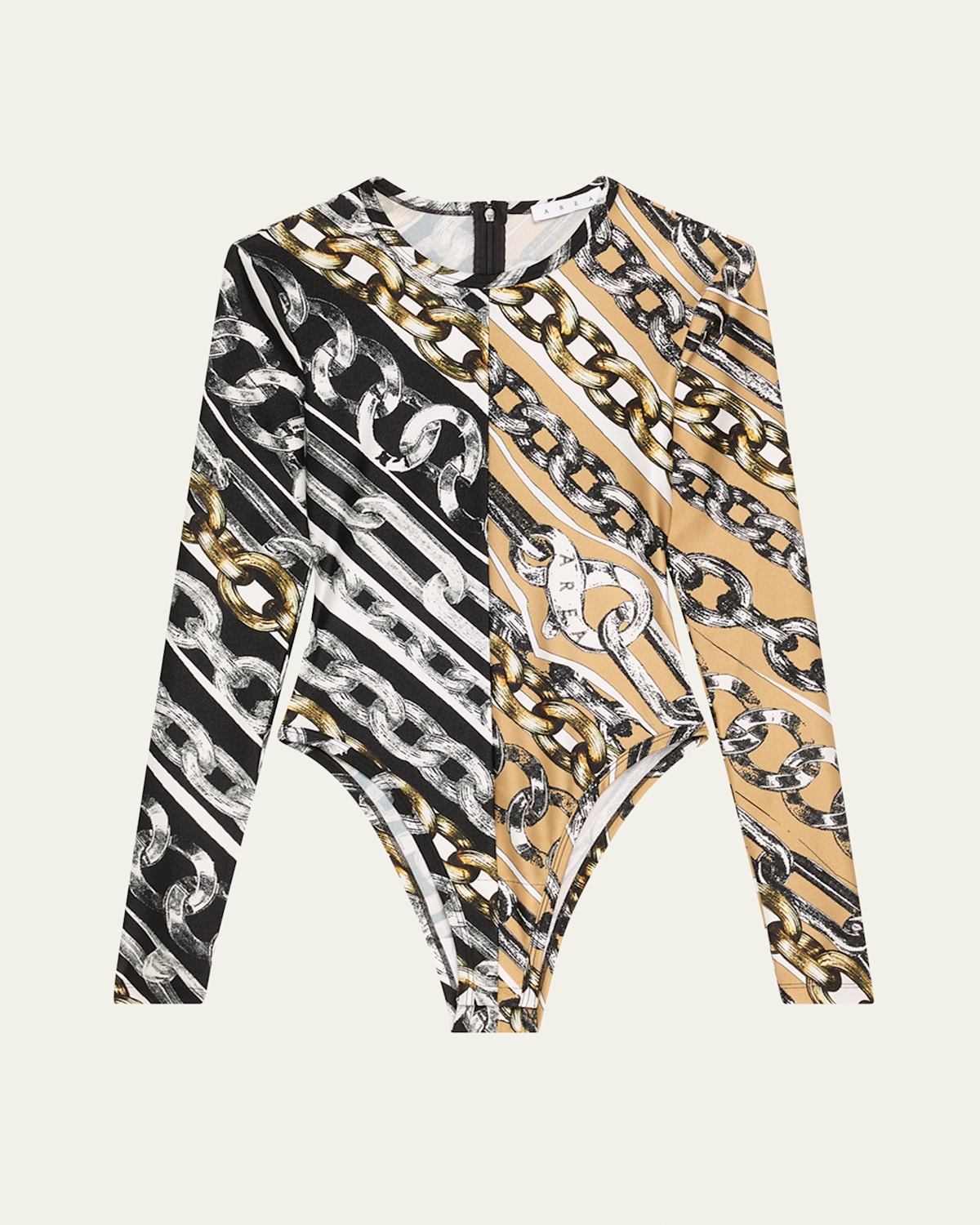Chain-Print Long-Sleeve Bodysuit